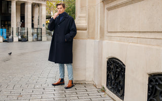 Men's boots Emil 9 Melvin & Hamilton with a long coat