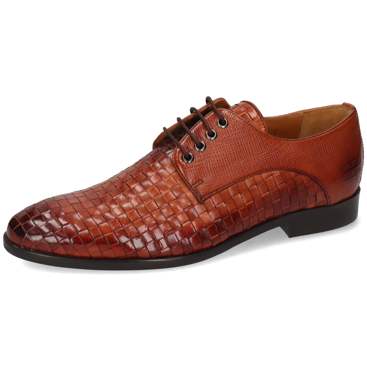 Men\'s Woven Leather Derby Shoes in Brown Brown Braided Leather Holloway Derby Shoes – Costoso Italiano main image 2