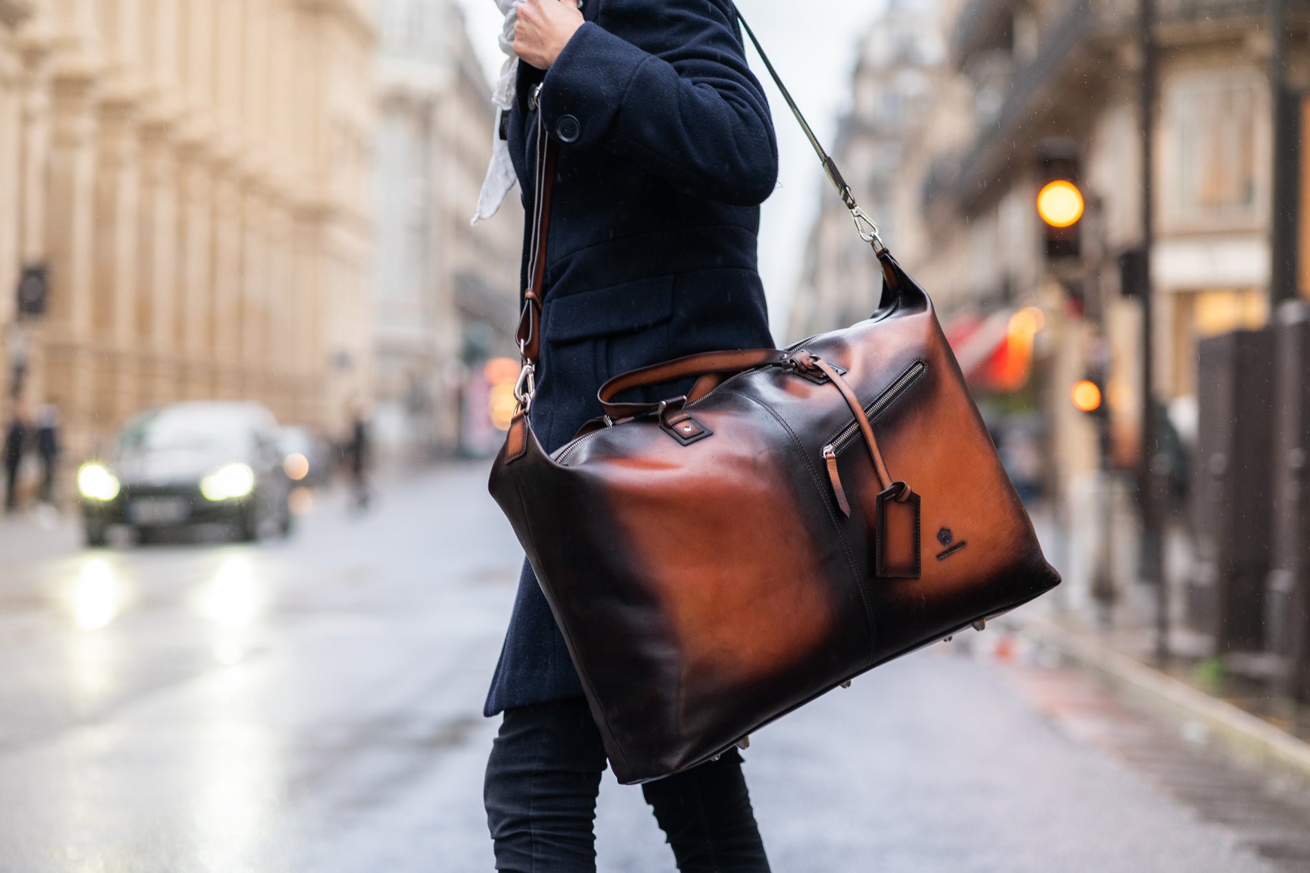 Simple Leather Duffle Bag, Overnight Travel