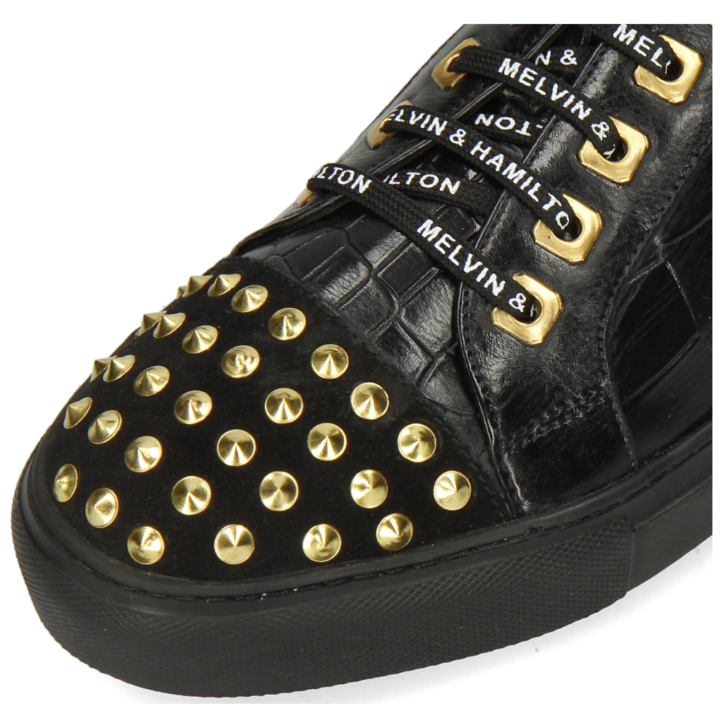 Harvey 12 Oily Suede Crock Monza Vegas Turtle Patent Black Rivets