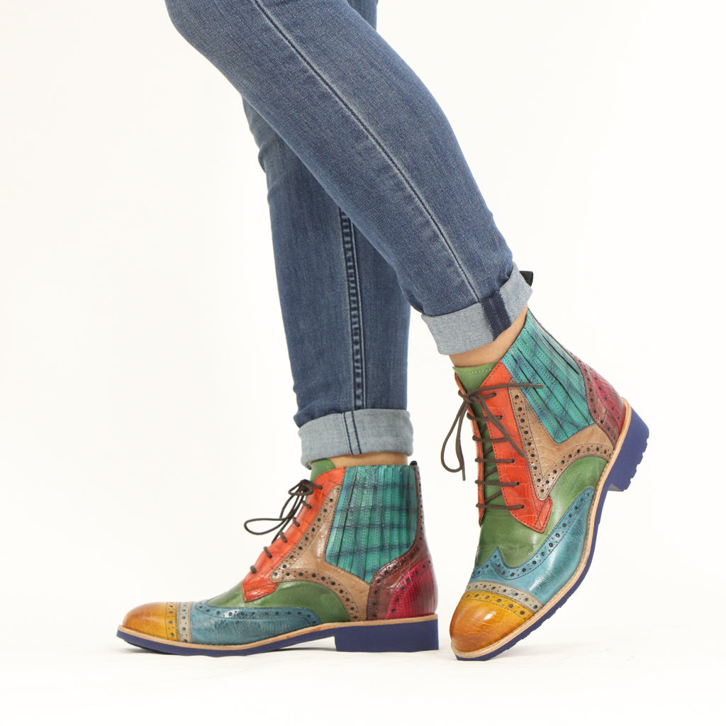 Amelie 17 Croco Yellow Dark Finishing Guana Mid Blue Melvin Hamilton
