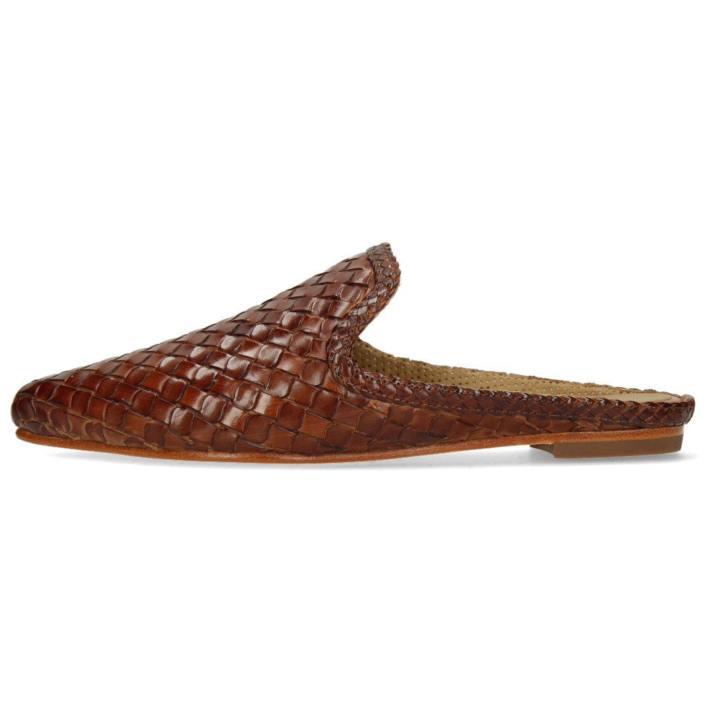 Brown woven leather mules sales